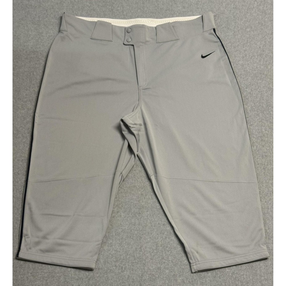 Nike Baseball Pants Mens 3XL Gray Cropped Mesh Stripe Athletic BQ9021-056